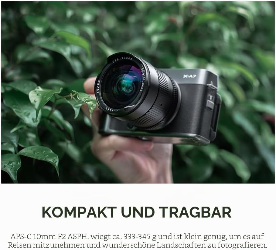 TTArtisan APS-C 10 mm F2 Metallgehäuse, kompatibel mit Canon RF Mount, Schwarz 10 mm F2 Schwarz, 10