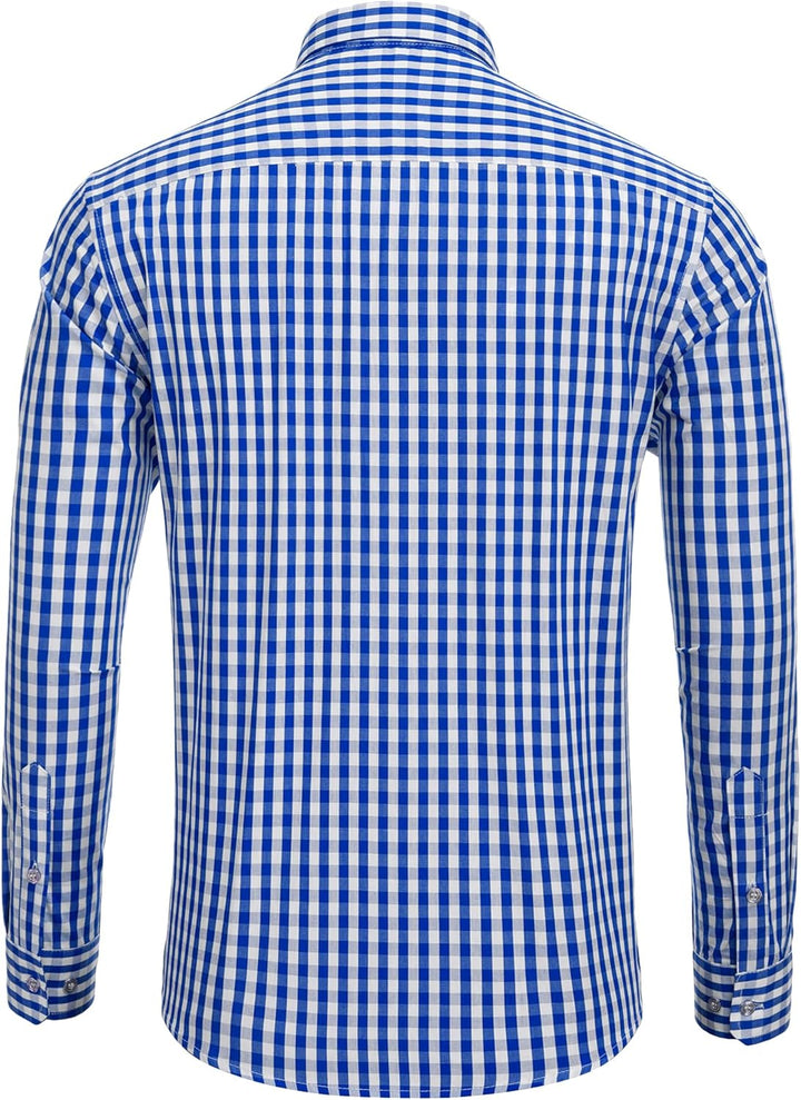 COOFANDY Hemd Herren Langarm Trachtenhemd Kariertes Oktoberfest Hemd Freizeithemd Karohemden Herrenh