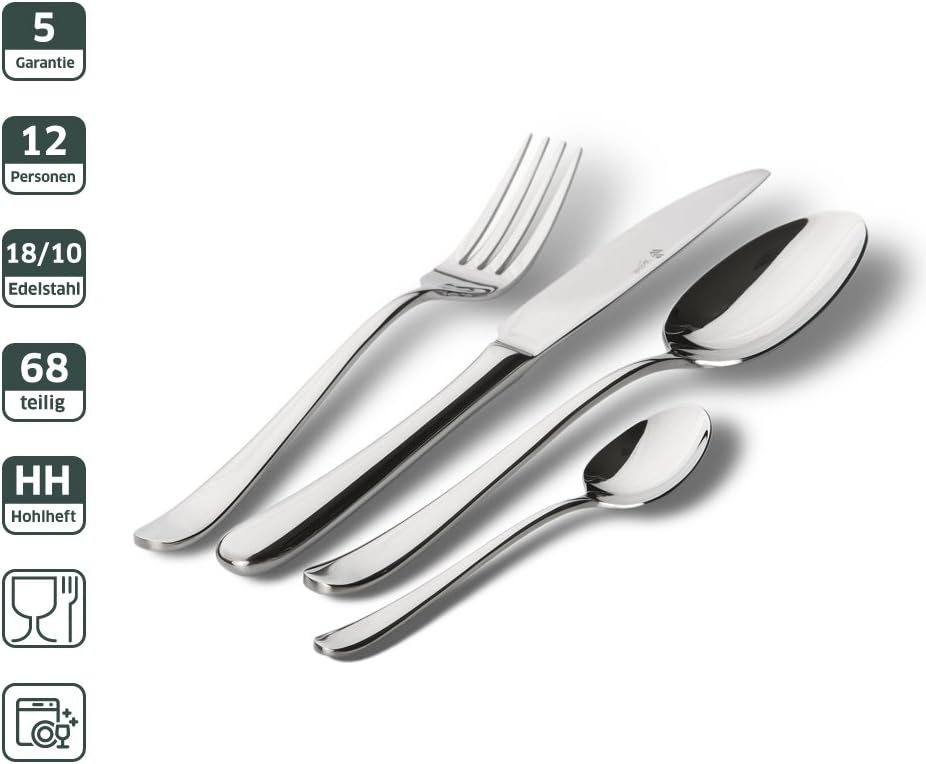 Paul Wirths BLUES Besteckset 12 Personen | harmonische Designformen für besondere Eleganz | Besteck