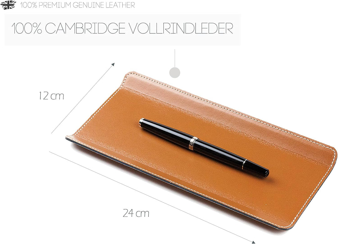 DELMON VARONE - Federschale aus Cambridge Top Grain Leder braun - Echtleder Stiftablage für Kugelsch