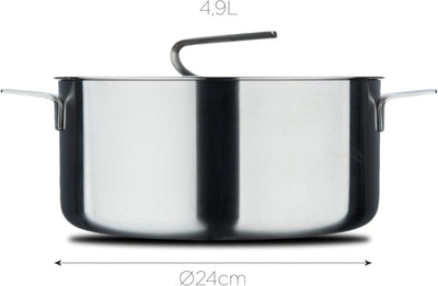 MasterPRO SIGMA - Kochtopf mit Deckel 4.9L 24x11 cm Edelstahl - 3 Schichten für optimale Wärmeleitfä