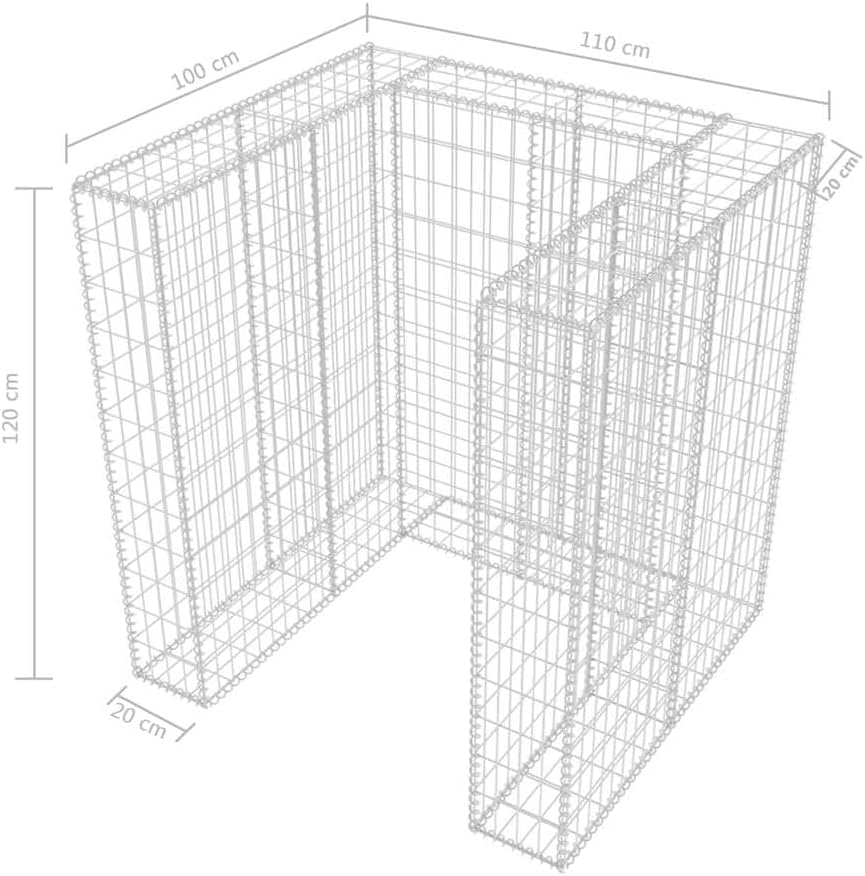 vidaXL Gabione Mülltonnenbox für 1 Tonne U-förmig Stahl 110x100x120cm Müllbox 110 x 100 x 120 cm, 11