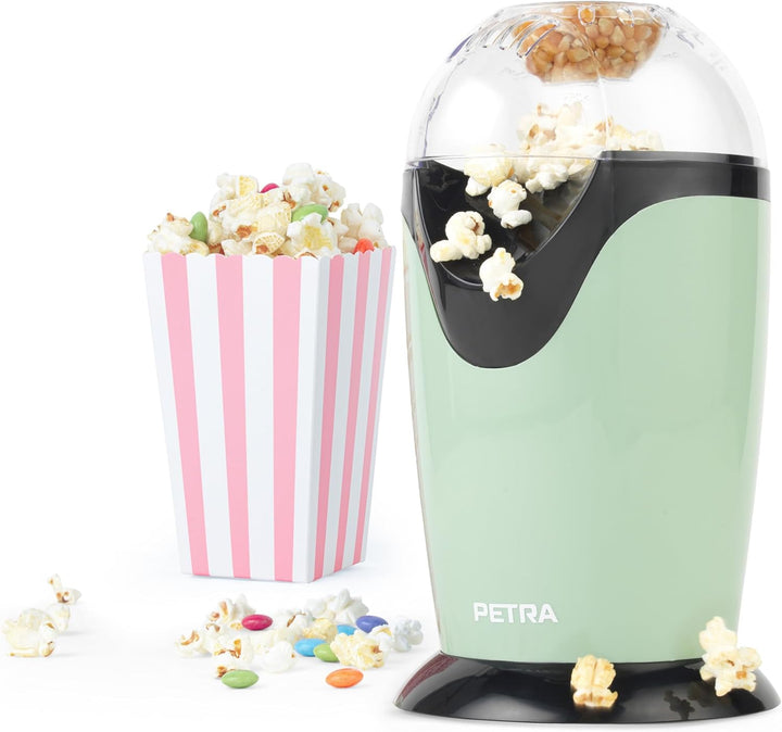 Petra PT0493GRVDEEU7 Elektrische Heissluft Popcornmaschine, 1200W, Retrolook, für süsses und salzige