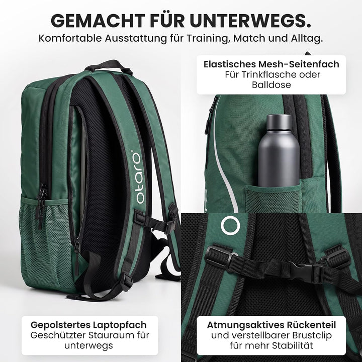 Otaro Tennisrucksack mit Schuhfach (Für 2 Tennisschläger) Inkl. Separierten Schuhfach &amp; Schlägerschu