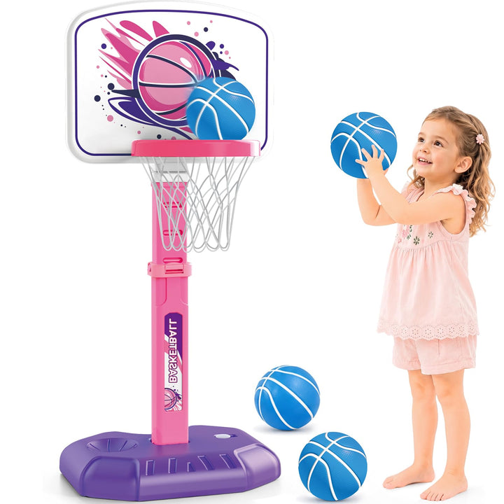 YESHIN Basketballkorb Kinder Indoor Outdoor, Tragbares Basketballkörbe mit Spass-Panel, höhenverstel
