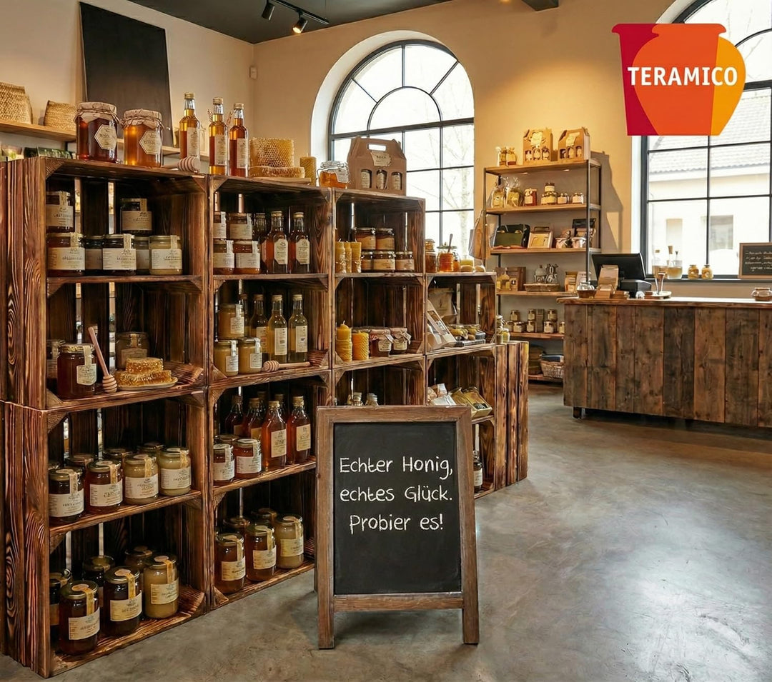 Teramico Massive Holzkisten als Schuhregal/Bücherregal LEICHT GEFLAMMT mit Zwischenbrett (verschraub