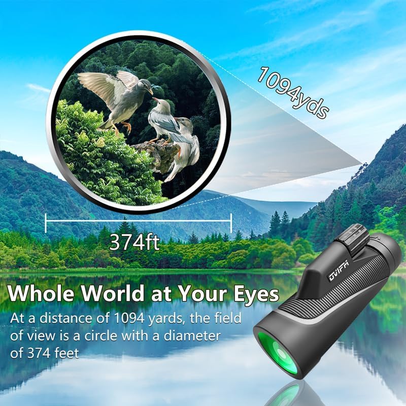 DDKJ Monokular Fernglas HD 12x50, Mini Fernrohr Monokulares Scope mit Nachtsicht, Handyhalter&Stativ