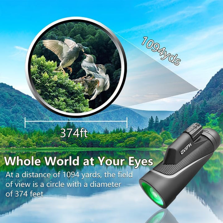 DDKJ Monokular Fernglas HD 12x50, Mini Fernrohr Monokulares Scope mit Nachtsicht, Handyhalter&Stativ