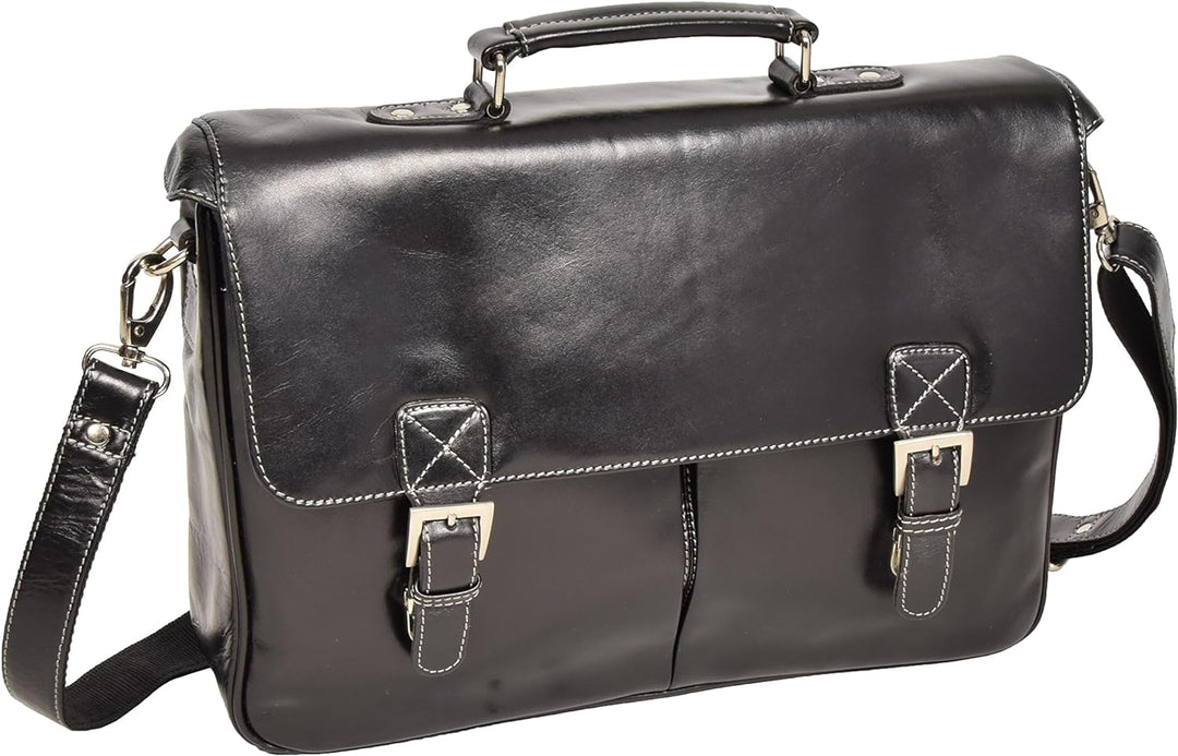 A1 FASHION GOODS Herren Echtes SCHWARZ Leder Aktenkoffer-Laptop Datei Fall Schulranzen Büro Business