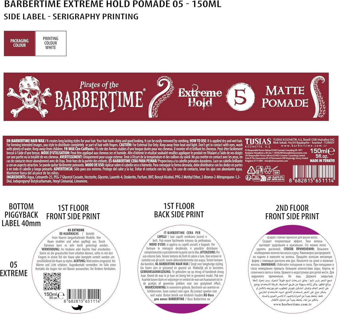 Matte Pomade No.5 | Haarstyling Haarwachs - 150 ml | Wasserbasiert | Starker Halt & Mattes Finish |
