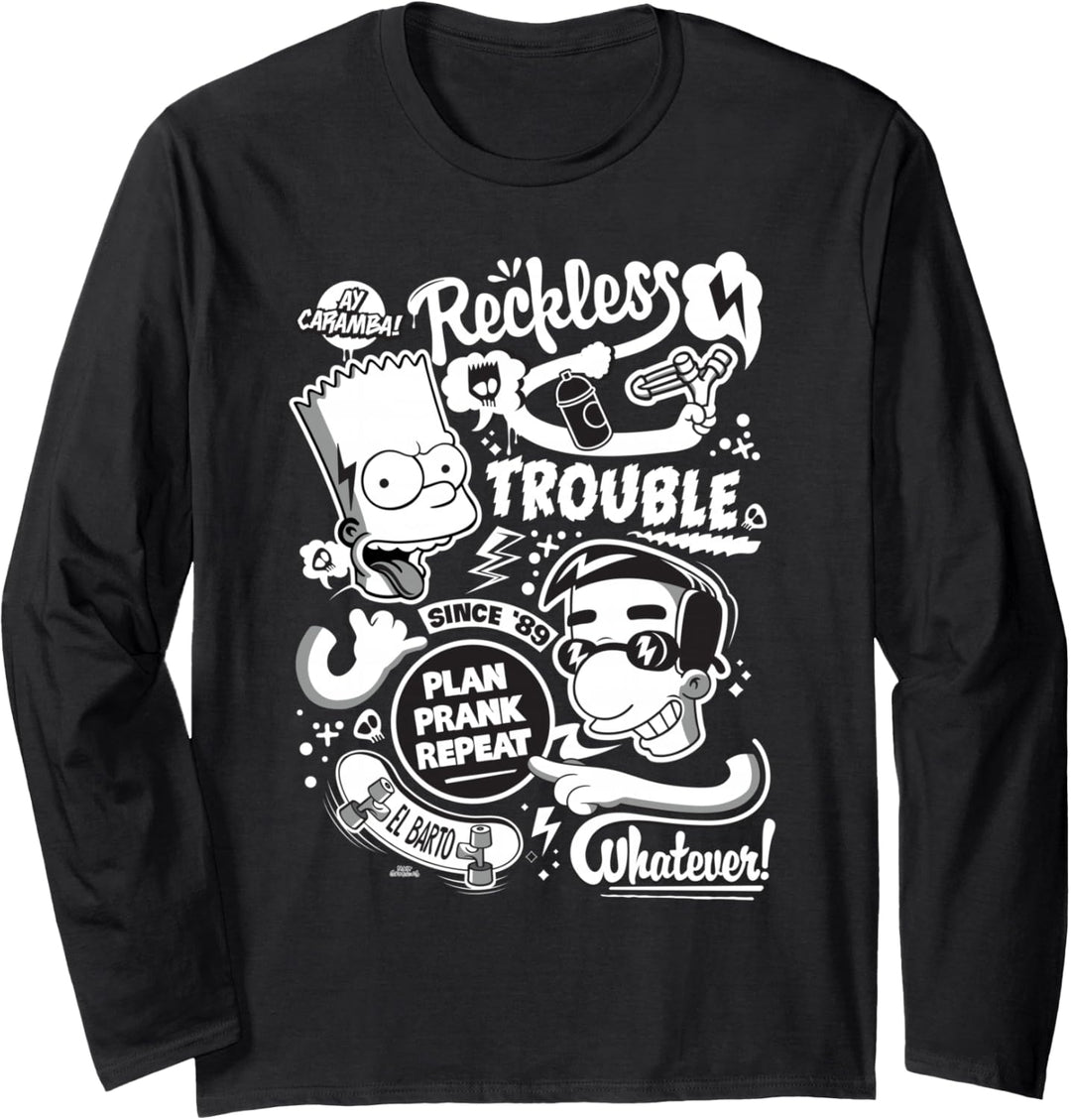 The Simpsons Bart and Milhouse Reckless Trouble Since '89 Langarmshirt