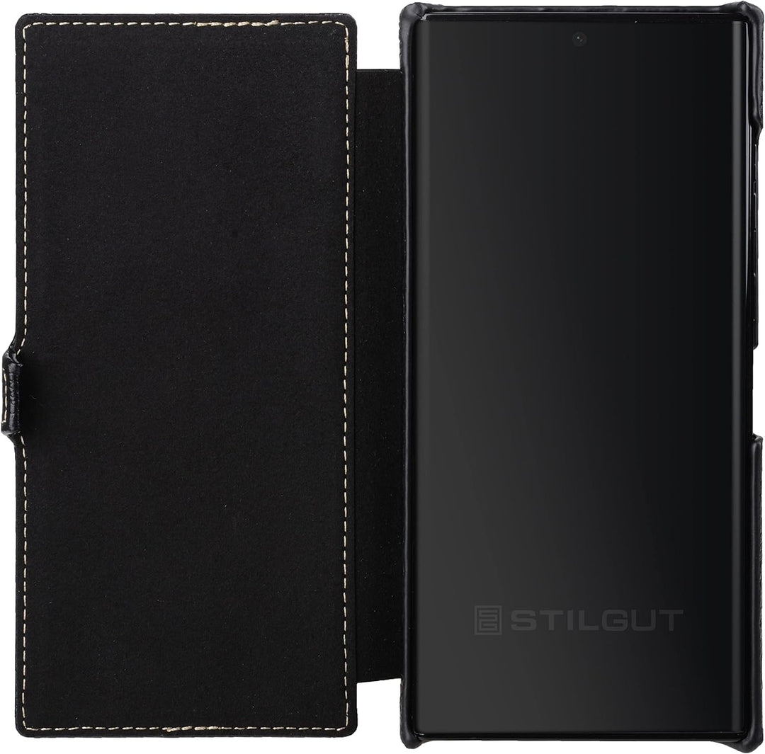 STILGUT Book Case kompatibel mit Samsung Galaxy S22 Ultra Hülle aus Leder mit Clip-Verschluss, Leder