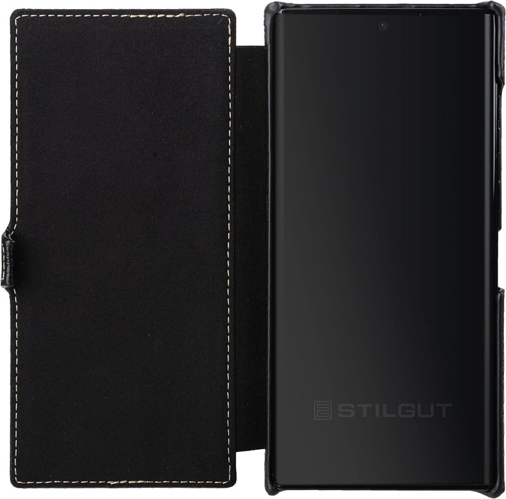 STILGUT Book Case kompatibel mit Samsung Galaxy S22 Ultra Hülle aus Leder mit Clip-Verschluss, Leder