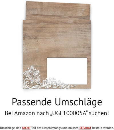 Individuelle Lasergeschnittene Hochzeit Danksagungskarten (10-100 Stück wählbar) - Rustikal mit weis