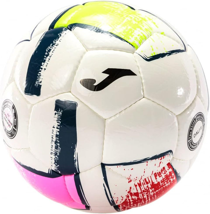Joma 400649.203 Dali II, Fussball, Weiss/Mehrfarbig (Fuchsia, Rot, Neongelb), Grösse 5