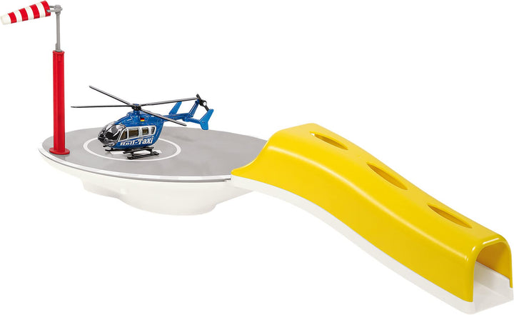 siku 5506, Hubschrauberlandeplatz inkl. Hubschrauber Heli Taxi (Metall) in Grösse 1:87, Kunststoff,