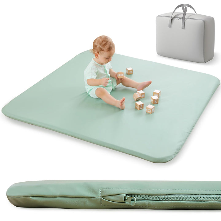 Spielmatte Baby 120x120x3cm, –Extra Dicke & Abdichtung & super weiche Bodenmatte aus veganem Leder s