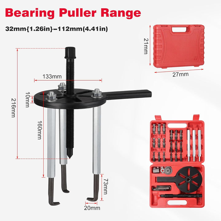 21 Stück Lagerabzieher-Set Innenlochabzieher,3-Backen-Hakenabzieher Innenlochabzieher Ausbauwerkzeug