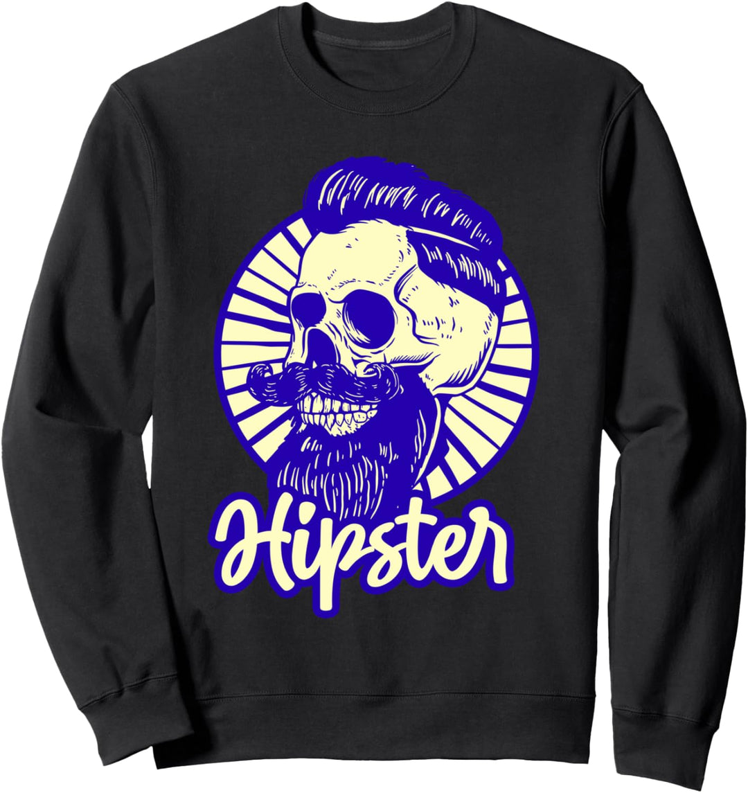 Bärtiger Hipster Schädel Extravagant Brutal Moderne Kultur Sweatshirt