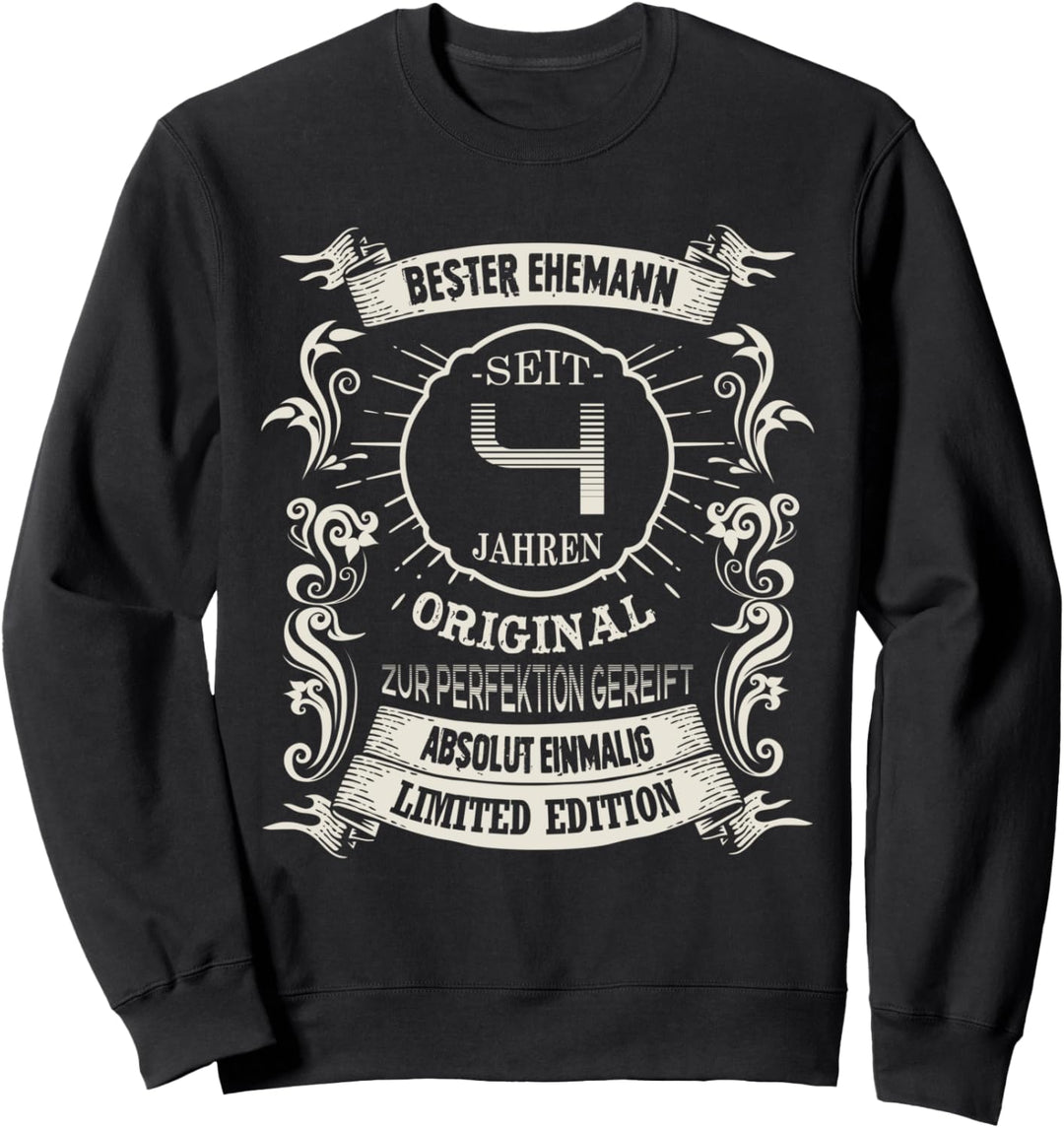 4 Hochzeitstag Bester Ehemann Seit 4 Jahren Seidene Hochzeit Sweatshirt