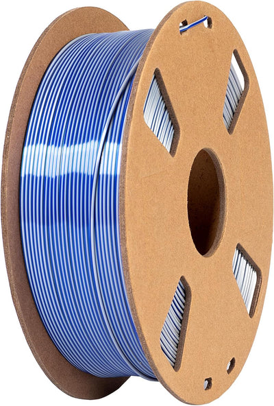 3D Drucker Filament zweifarbig PLA Silk PLA Filament 1.75mm Rainbow (Silk PLA-Bicolor, Blau-Silber)