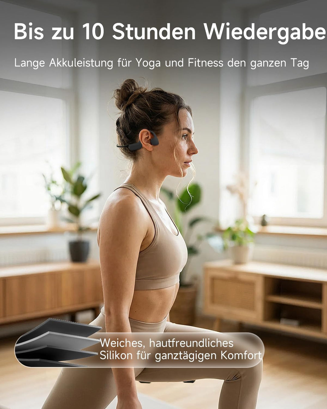 Knochenleitungs-Kopfhörer, offene Ohr-Kopfhörer, kabellos, Bluetooth, mit Mikrofon zum Gehen Grau, G