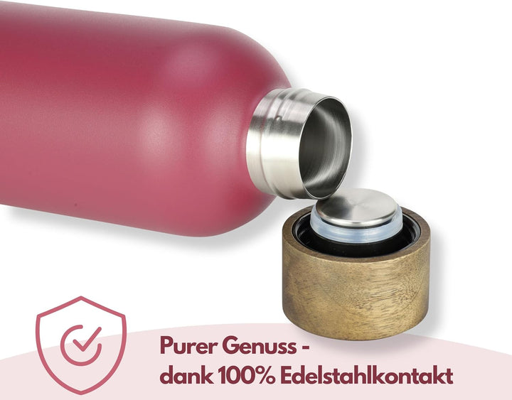 Milu Thermosflasche 1L Isolierte Edelstahl Thermo Trinkflasche Thermoskanne Auslaufsichere Isolierfl