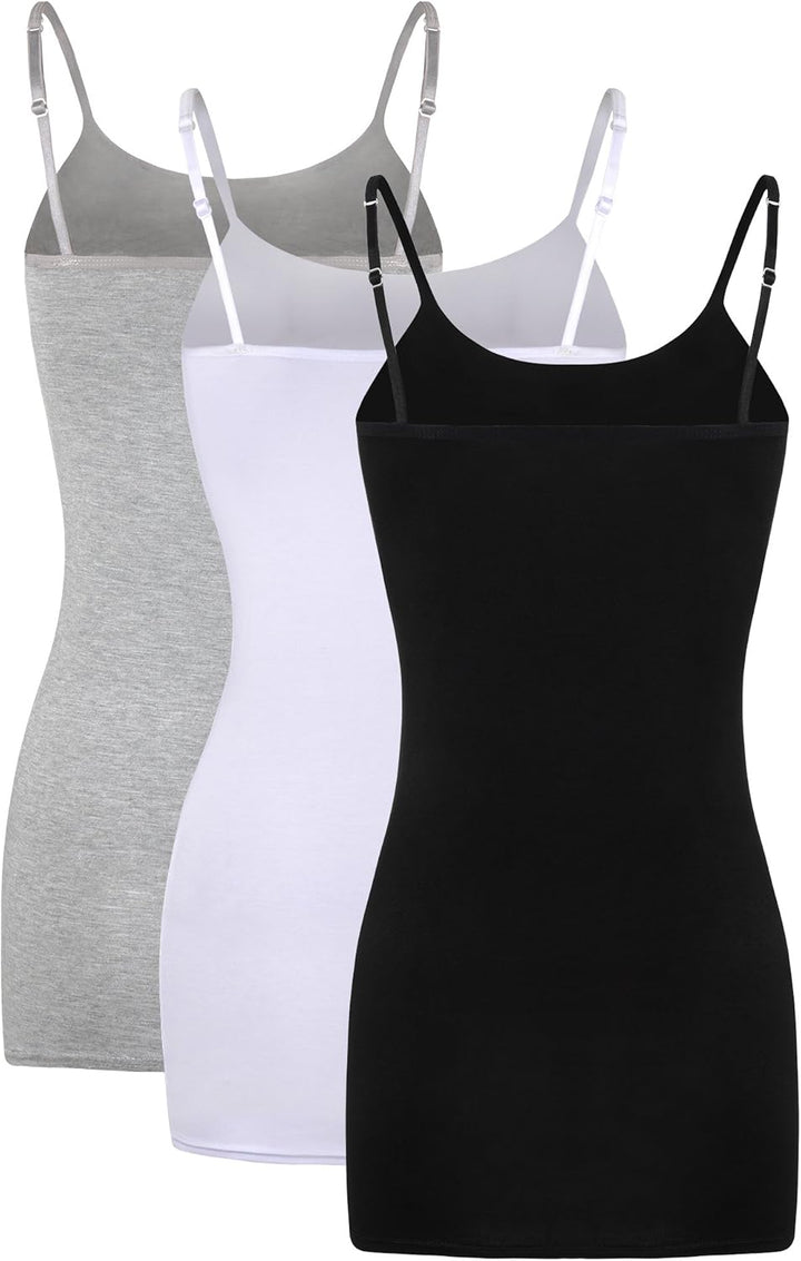 WILLBOND 3 Pieces Women Basic Long Tanks Adjustable Spaghetti Strap Camisole Top Set Von Farben 1 XL