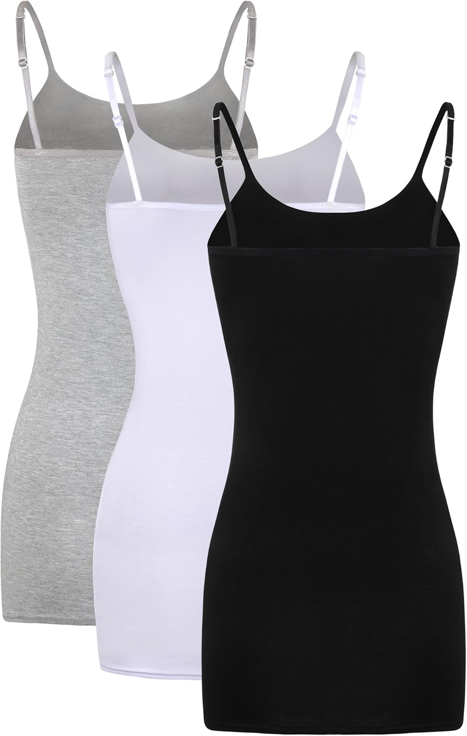 WILLBOND 3 Pieces Women Basic Long Tanks Adjustable Spaghetti Strap Camisole Top Set Von Farben 1 S,