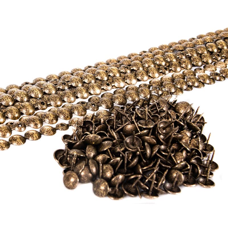 10 Meter Ziernagelstreifen 11mm Antikgold mit 18 Passenden Befestigungsnägel