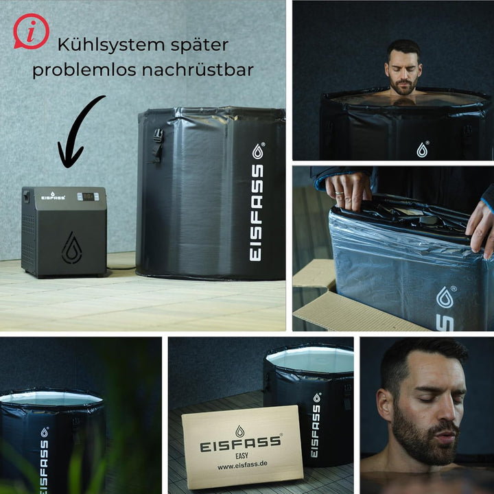 Eisfass® Easy Premium Eisbad für Zuhause zum Eisbaden (77cm Ø x 67 cm, 250L) Patentiert in Europa -
