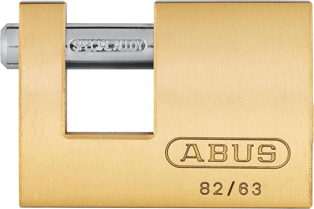 ABUS Messing-Vorhängeschloss 82/63 - Monoblock-Hangschloss für Rollgitter, Automaten, Container u. v