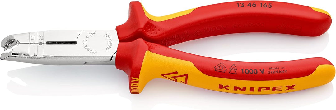 Knipex Abmantelungszange verchromt, isoliert mit Mehrkomponenten-Hüllen, VDE-geprüft 165 mm (SB-Kart