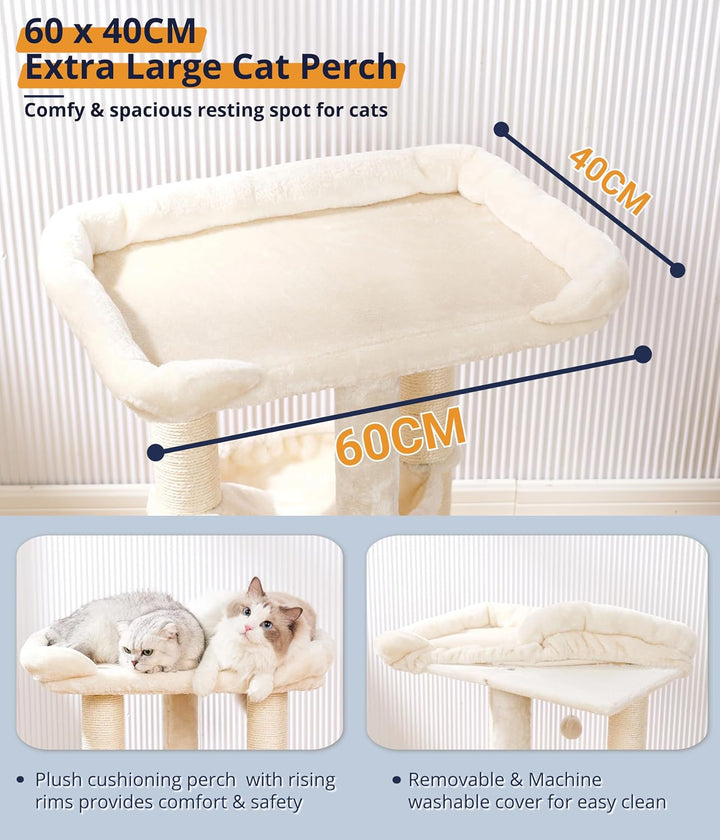 Happi N Pets 71CM Kratzbaum für Katzen, Hoher Kratzstamm mit grossem Bett für grosse Katzen, Sisal-K