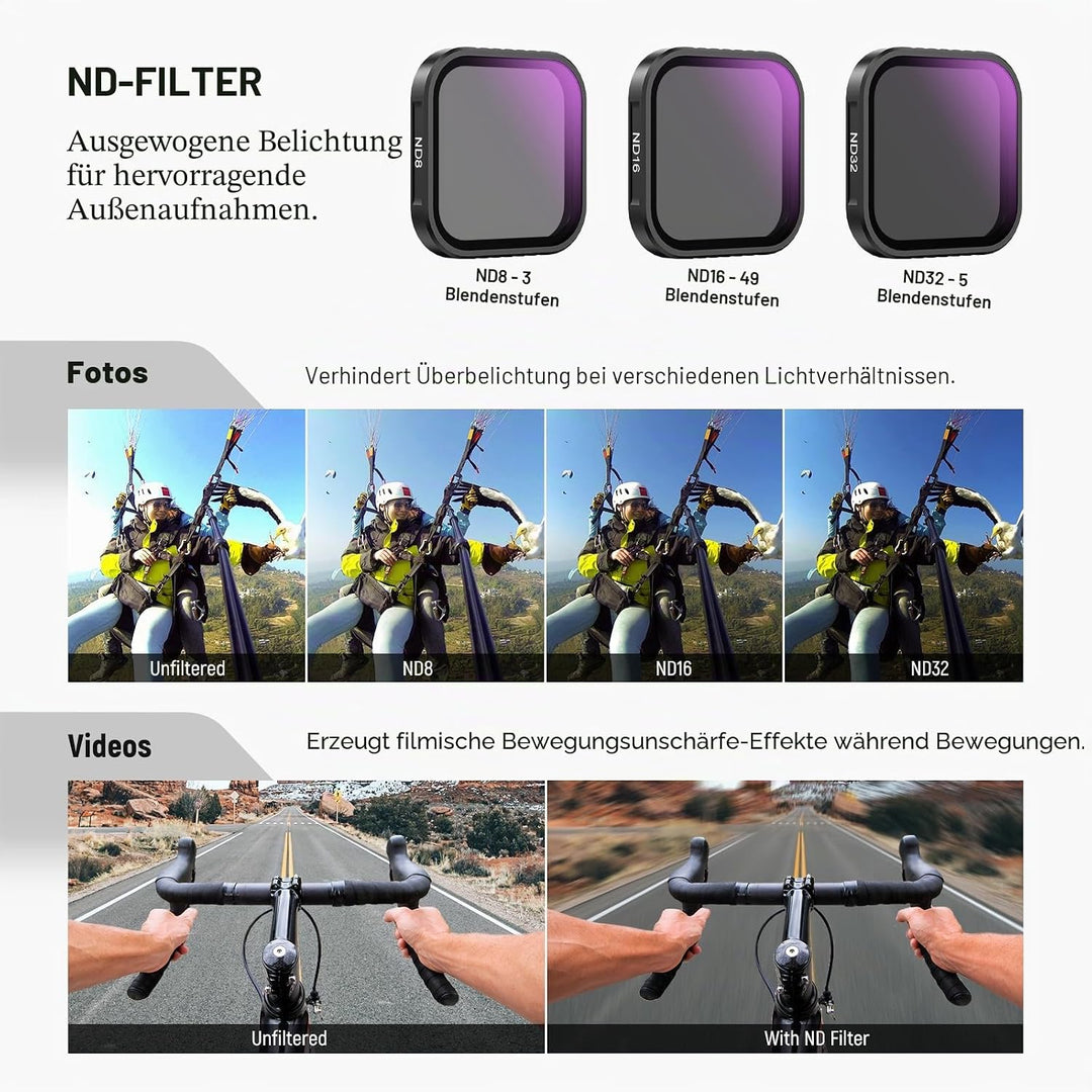 NEEWER 4er Pack ND Filter kompatibel mit Insta360 Ace Pro/Ace Pro 2, CPL + ND8 + ND16 + ND32, Nicht