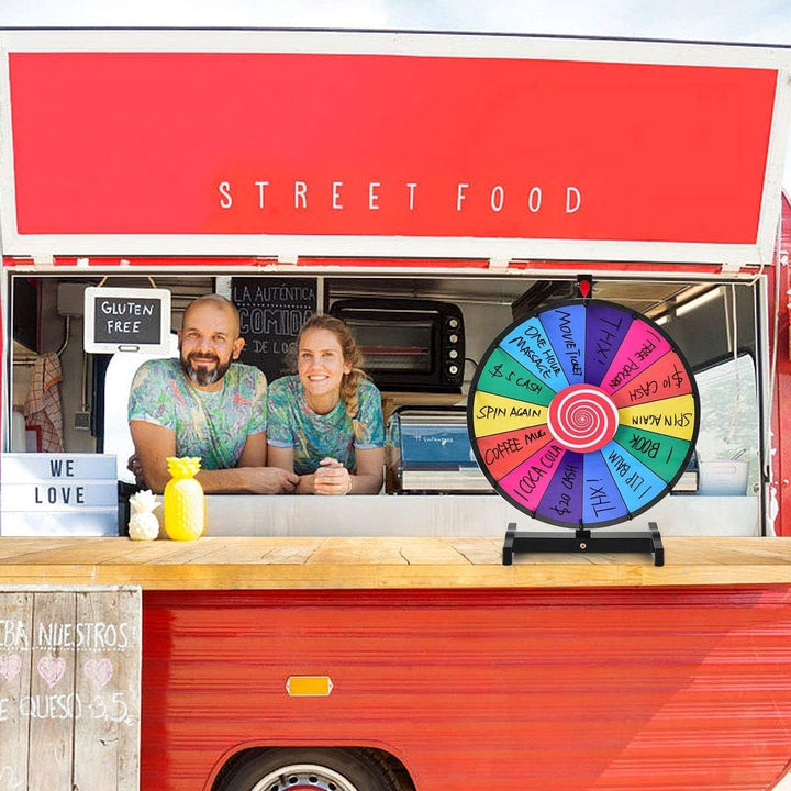 RELAX4LIFE 24” Glücksrad, Tischglückrad für Lotterspiele & Wortspiele, inkl. Radiergummi & Stift, id