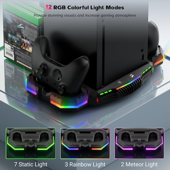 Kühlständer mit Controller-Ladestation für Xbox Series X, ZAONOOL Dual-Ladestation und Lüfter für Ko