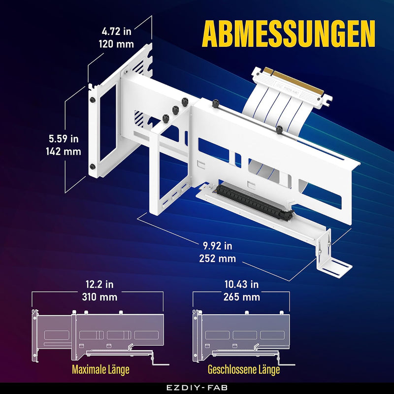 EZDIY-FAB Vertikale PCIe 4.0 GPU Halterung Grafikkartenhalterung,Videokarten VGA Support Kit mit PCI