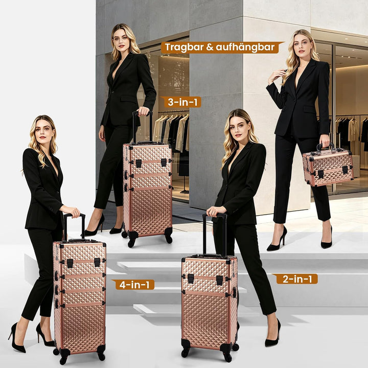 Kosmetikkoffer Trolley 4-in-1 Kosmetikkoffer Gross Kosmetik Trolley Make up Koffer Schminkkoffer mit