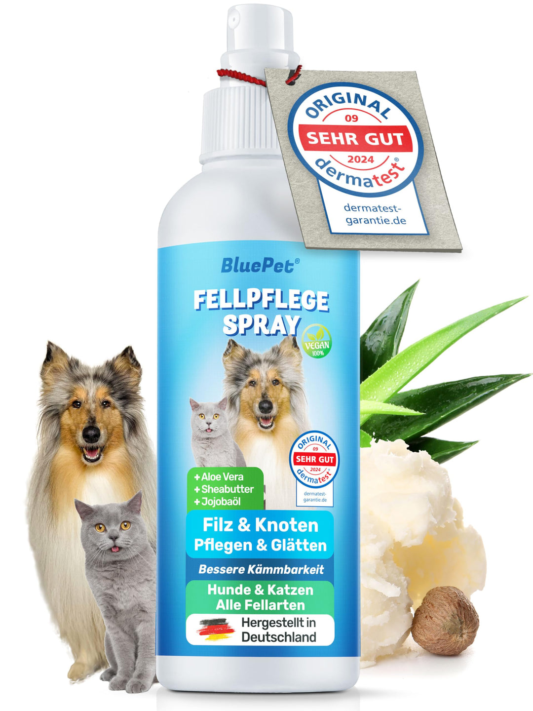 BluePet 200 ml Entfilzungsspray für Hunde &amp; Katzen I Löst Verfilzungen &amp; Verbessert Kämmbarkeit, Ant