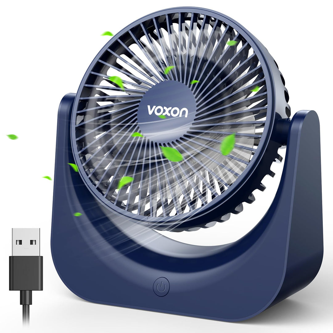 VOXON USB Tischventilator, Mini Ventilator mit 5 Geschwindigkeiten, Ventilator Leise, Usb Fan Klein