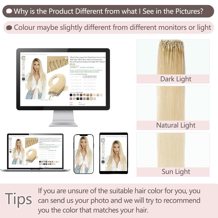 Silk-co Haarteile Echthaar Microring Extensions Echthaar 0.5g Micro Loop Hair Extension Glatt Weich