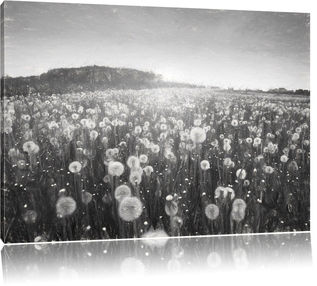 Pixxprint Pusteblumen Sonnenuntergang als Leinwandbild/Grösse: 100x70 cm/Wandbild/Kunstdruck/fertig