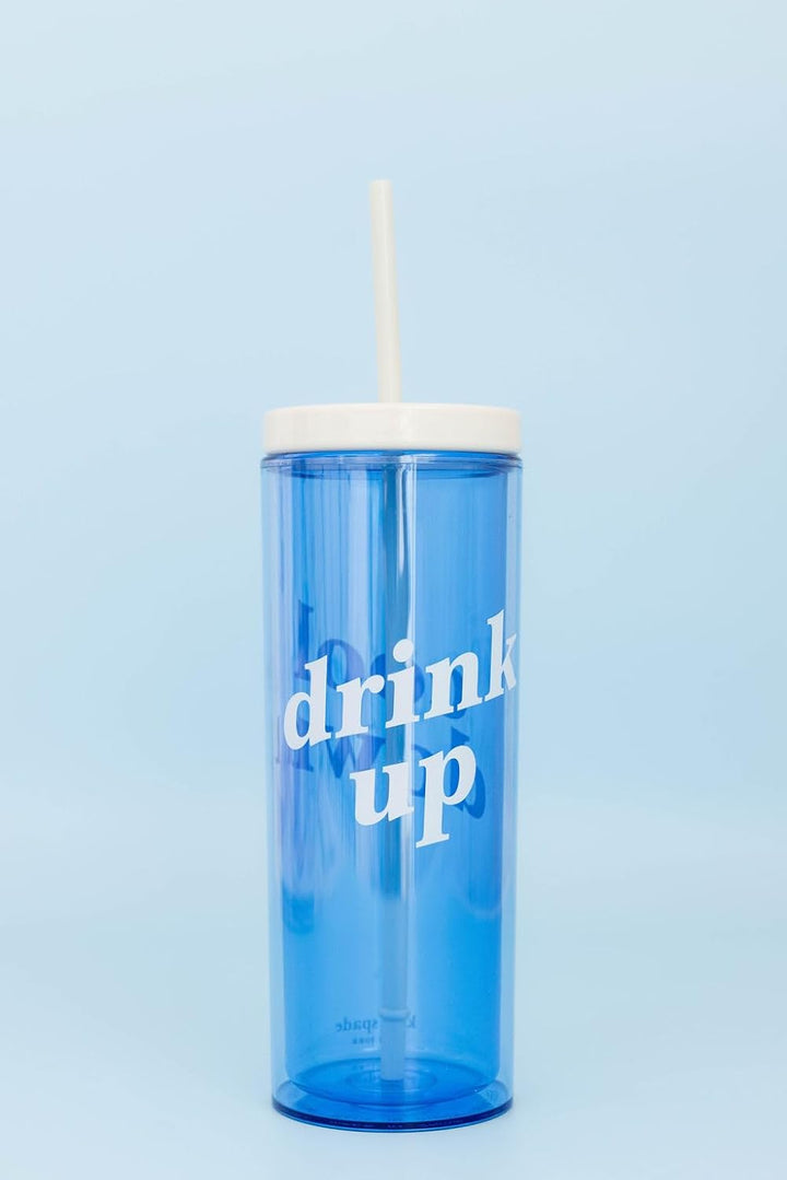 Kate Spade New York Acryl-Becher mit Deckel und Strohhalm, 680 ml, schmaler doppelwandiger Becher, C