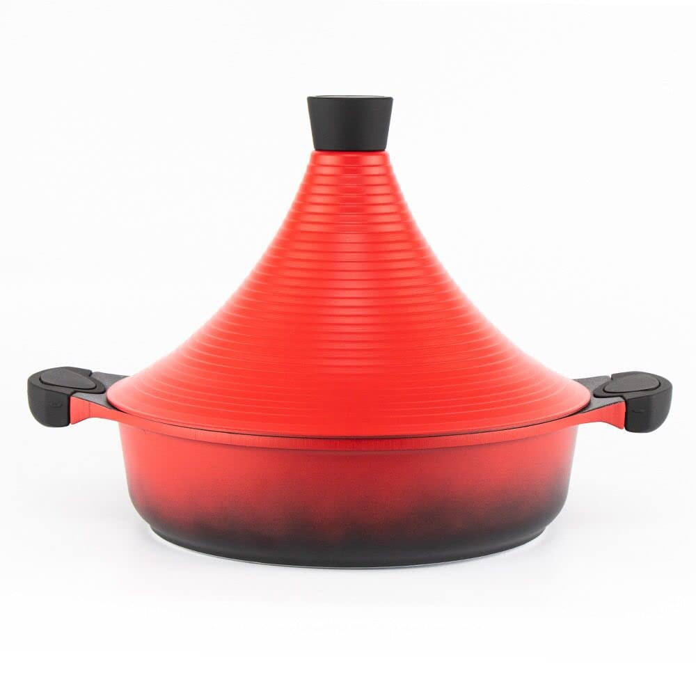 Marokkanische Tajine Agadir Ø 28 cm Aluminium Induktion Rot, Tajin, Tagen, Gartopf, Kochtopf, in dre