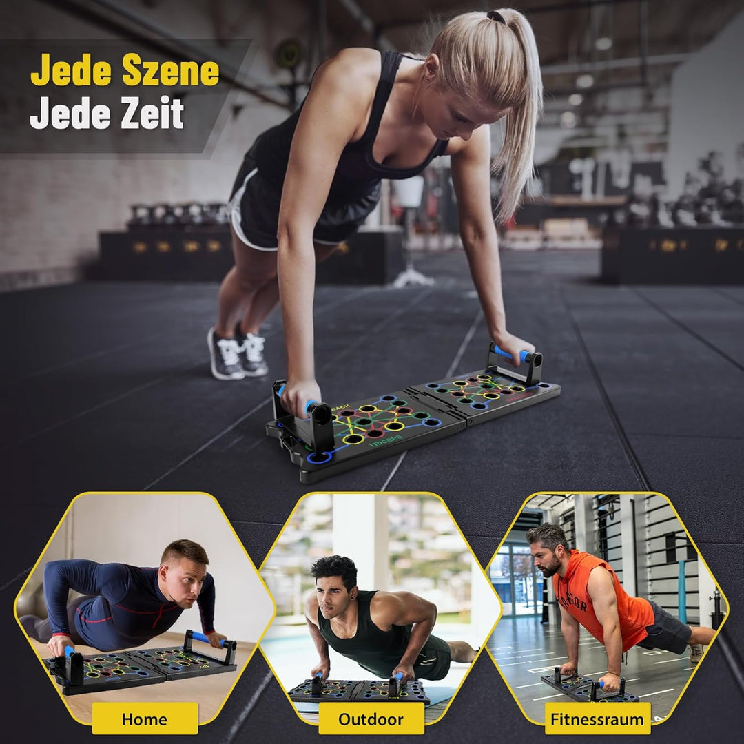 Multifunktions Liegestützgriffe 24 In 1, Liegestütze Brett Push Up Board mit Handgriff, 2 Elastische