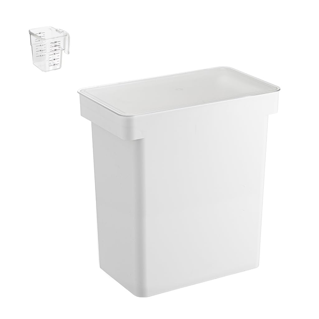 YAMAZAKI 5617 TOWER Behälter für Tierfutter mit Messbecher 25L, Trockenfutter: ca. 12kg, weiss, Poly