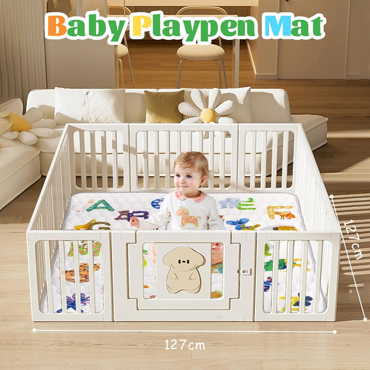 Krabbelteppich für Baby, Rutschfeste Baby Spielmatte Schadstofffrei 127x127cm, Baumwolle Tier Krabbe