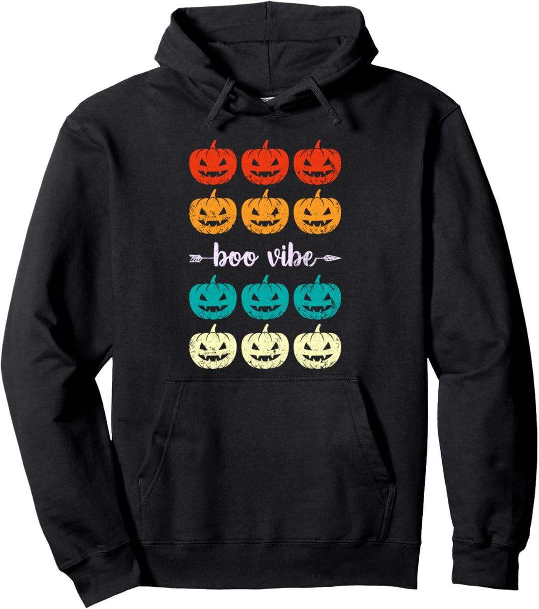 Boo Vibe, Halloween-Kürbisse, Retro Pullover Hoodie