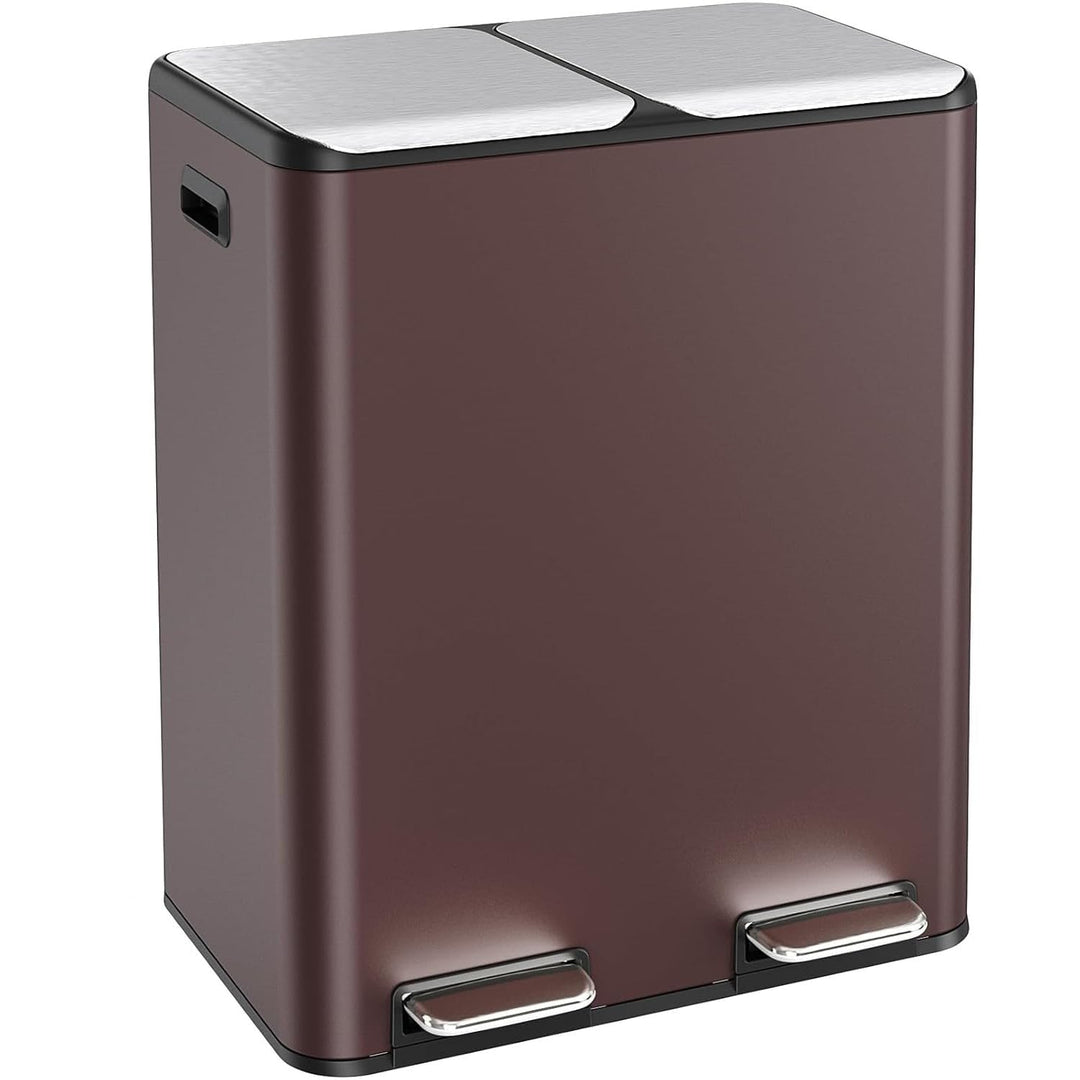 Clevich Mülleimer Küche,2 x 30 Liter Treteimer mit Geruchsfilter,Mülltrennsystem 2 Fächer,Metall Dop